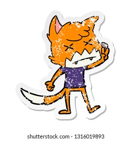distressed sticker of a cartoon dead fox