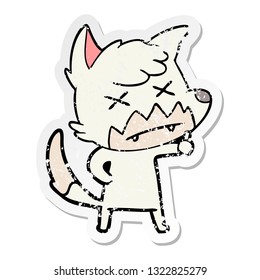distressed sticker of a cartoon dead fox
