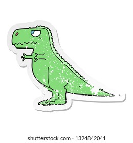 distressed sticker of a cartoon dinosaur