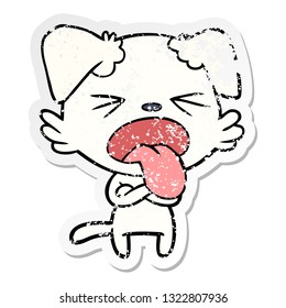 distressed sticker of a cartoon disgusted dog