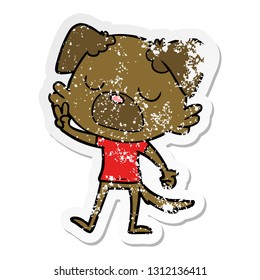 distressed sticker of a cartoon dog