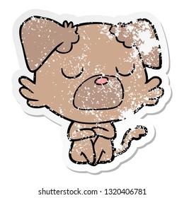 distressed sticker of a cartoon dog