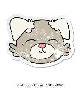 distressed sticker of a cartoon dog face