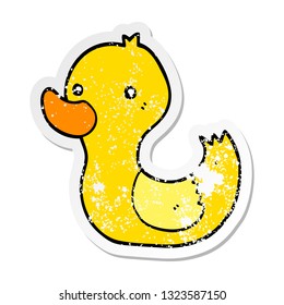 distressed sticker of a cartoon duck