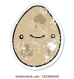 pegatina angustiada de un huevo de dibujos animados