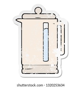 distressed sticker of a cartoon electric kettle