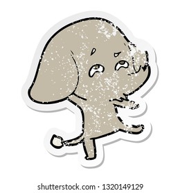adesivo angustiado de um elefante de desenho animado lembrando