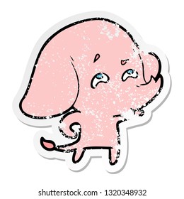 distressed sticker of a cartoon elephant remembering