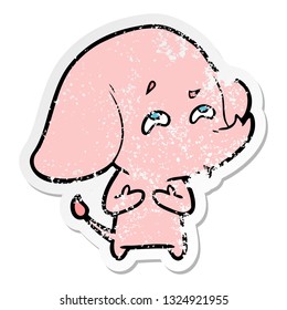 distressed sticker of a cartoon elephant remembering