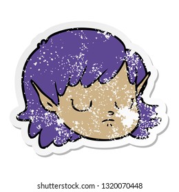 distressed sticker of a cartoon elf girl
