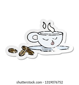 distressed sticker of a cartoon espresso mug