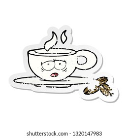 distressed sticker of a cartoon espresso mug