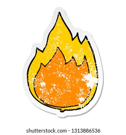 distressed sticker of a cartoon fire