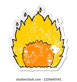 distressed sticker of a cartoon fire