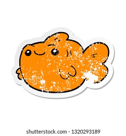 pegatina angustiada de un pez caricatura