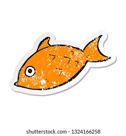 distressed sticker of a cartoon fish