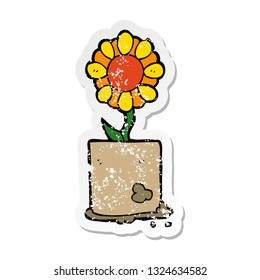 distressed sticker of a cartoon flower