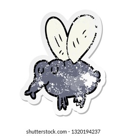 pegatina angustiada de una mosca de dibujos animados