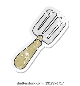 distressed sticker of a cartoon fork