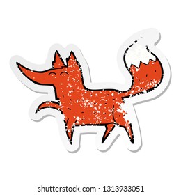 distressed sticker of a cartoon fox