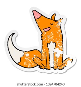 distressed sticker of a cartoon fox