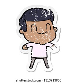 distressed sticker of a cartoon friendly man