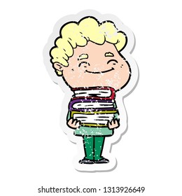 distressed sticker of a cartoon friendly man