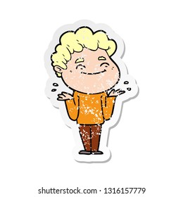 pegatina angustiada de un hombre amigo de las caricaturas