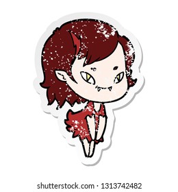 distressed sticker of a cartoon friendly vampire girl