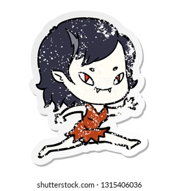 distressed sticker of a cartoon friendly vampire girl running