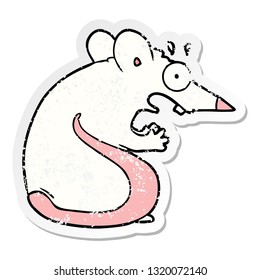distressed sticker of a cartoon frightened mouse