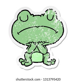 distressed sticker of a cartoon frog