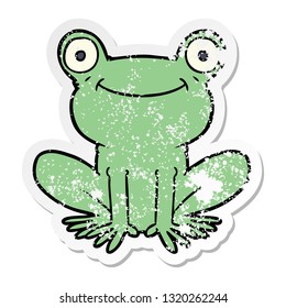 distressed sticker of a cartoon frog