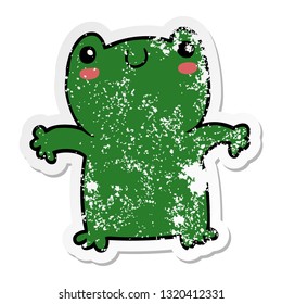 distressed sticker of a cartoon frog