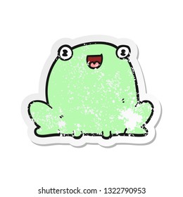 distressed sticker of a cartoon frog distressed sticker of a cartoon frog