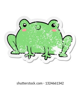distressed sticker of a cartoon frog