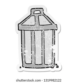 distressed sticker of a cartoon garbage can