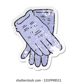 distressed sticker of a cartoon garden work gloves