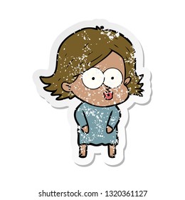 distressed sticker of a cartoon girl pouting