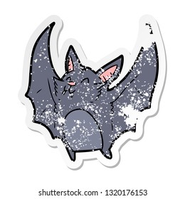 distressed sticker of a cartoon halloween bat