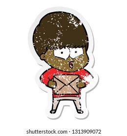distressed sticker of a cartoon happy boy
