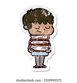 distressed sticker of a cartoon happy boy