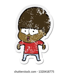 distressed sticker of a cartoon happy boy