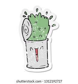 pegatina angustiada de una caricatura que puede hacer una sopa que explota feliz