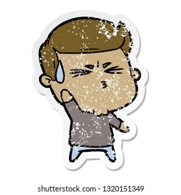 distressed sticker of a cartoon happy man running