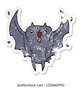 distressed sticker of a cartoon happy vampire bat
