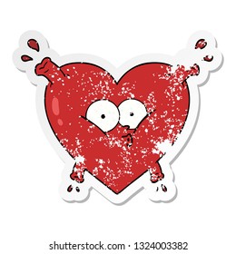 distressed sticker of a cartoon heart