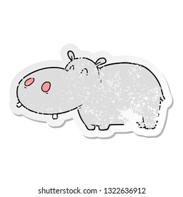 distressed sticker of a cartoon hippo