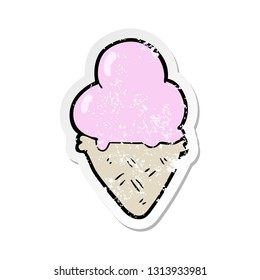 distressed sticker of a cartoon ice cream