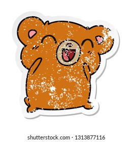 distressed sticker cartoon illustration kawaii cute teddy bear